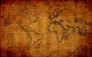 World Map In Old Paper Wallpaper