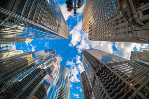 Worm's-eye View Of Illinois Skyscrapers Wallpaper