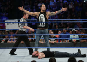 Wrestler Baron Corbin Defeating Dean Ambrose Wallpaper