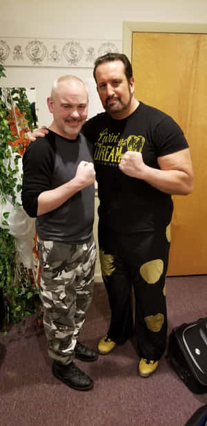 Wrestlers Pose Fist Bump Wallpaper