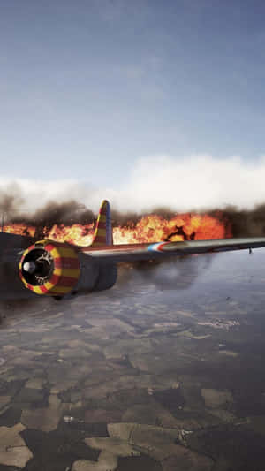 Ww2 Iphone Aircraft On Fire Wallpaper