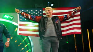 Wwe Wrestler Cody Rhodes Holding Usa Flag Wallpaper