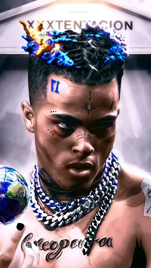 Xxxtentacion Blue Hair And Chain Wallpaper