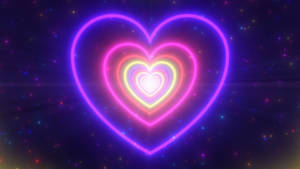 Y2k Heart Neon Lights Wallpaper
