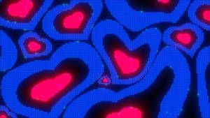 Y2k Hearts With Glowing Colours Wallpaper