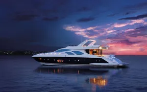 Yacht Blue Pink Ocean Wallpaper