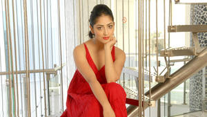 Yami Gautam Red Dress Wallpaper