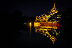 Yangon Karaweik Palace Evening Wallpaper