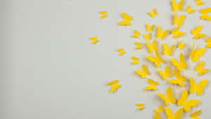 Yellow Aesthetic Desktop Paper Butterflies Wallpaper