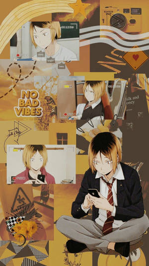 Yellow Aesthetic Kenma Collage Wallpaper