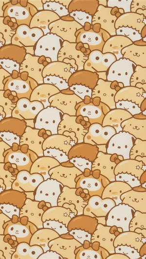 Yellow And Brown Sanrio Characters Wallpaper