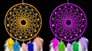 Yellow And Purple Dream Catchers Wallpaper