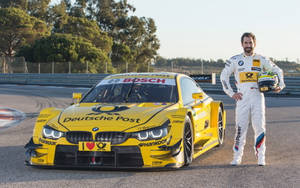 Yellow Bmw M4 Dtm Racer Wallpaper