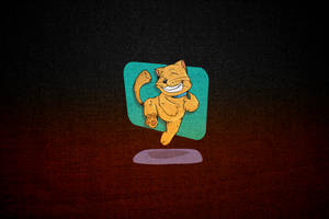 Yellow Jumping Happy Cat Wallpaper