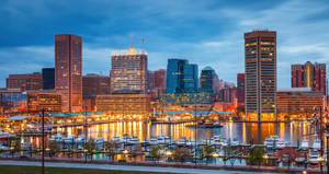 Yellow Lights To The Buildings Of Baltimore Wallpaper