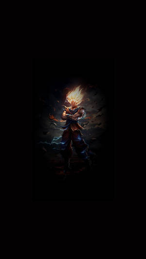 Yellow Lit Super Saiyan Son Goku Iphone Wallpaper