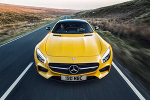 Yellow Mercedes C190 Amg Gt S Wallpaper