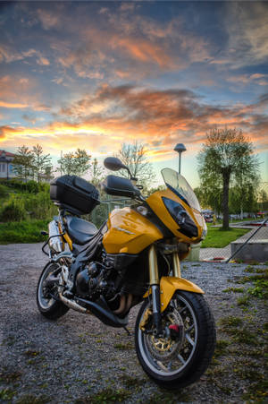 Yellow Motorcycle Close-up Shot Wallpaper