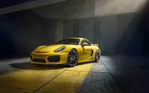 Yellow Porsche Cayman Gt4 2015 Wallpaper
