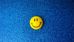 Yellow Smile Emoji Blue Wallpaper