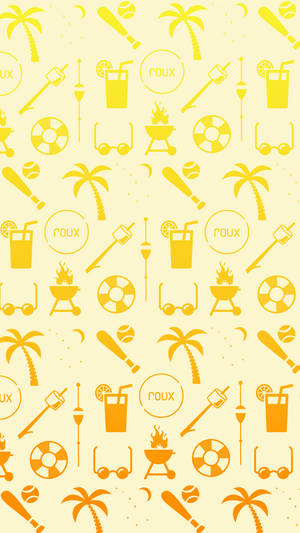 Yellow Summer Icons Phone Pattern Wallpaper