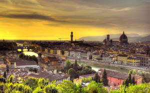 Yellow Sunset In Florence Italy Wallpaper