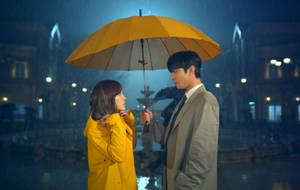 Yellow Umbrella Scene In Business Proposal Wallpaper