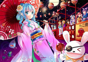 Yoshino Himekawa In Japanese Kimono Wallpaper