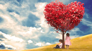 Young Couple Romantic Love Art Wallpaper