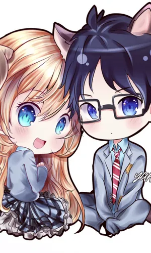 Your Lie In April Iphone Kaori Kosei Chibi Pictures Wallpaper