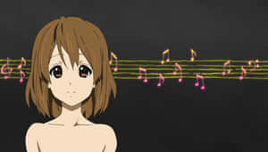 Yui Hirasawa Playing Her Guitar Wallpaper