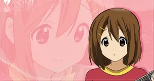 Yui Hirasawa Playing Her Guitar With Passion Wallpaper