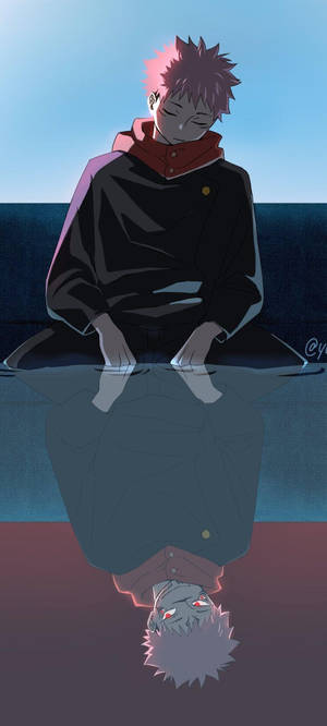 Yuji Itadori Reflection Jujutsu Kaisen Iphone Wallpaper