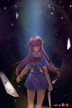 Yuno Gasai Broken Glass Wallpaper