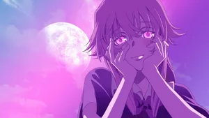Yuno Gasai Purple Moon Wallpaper