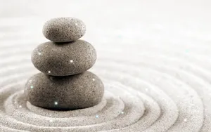 Zen Desktop Stone Stack On Grey Sand Wallpaper