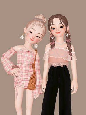 Zepeto Fashionable Cartoon Girls Wallpaper