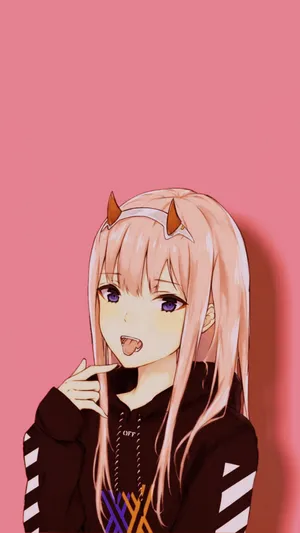 Zero Two Aesthetic On Pink Wallpaper