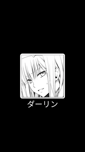 Zero Two Anime Black And White Iphone Wallpaper