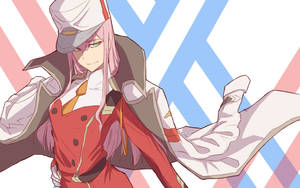 Zero Two Stunningly Beautiful In Her White Coat Wallpaper