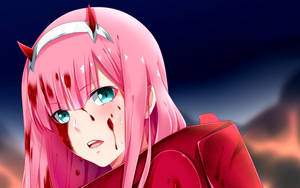 Zero Two With A Heart Of Blood Wallpaper