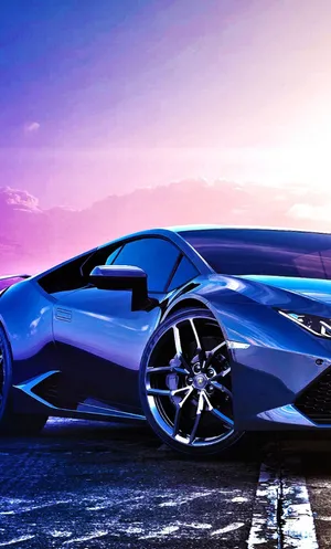 Zoom In On The Beautiful Blue Lamborghini Wallpaper