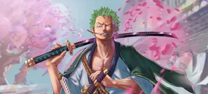 Zoro Wano On Pink Wallpaper